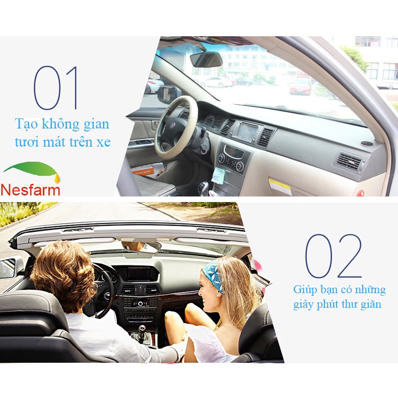 Tinh dầu bạc hà để xe ô tô hương bạc hà thơm mát nguyên chất an toàn sang trọng bền đẹp Nesfarm TDBH51