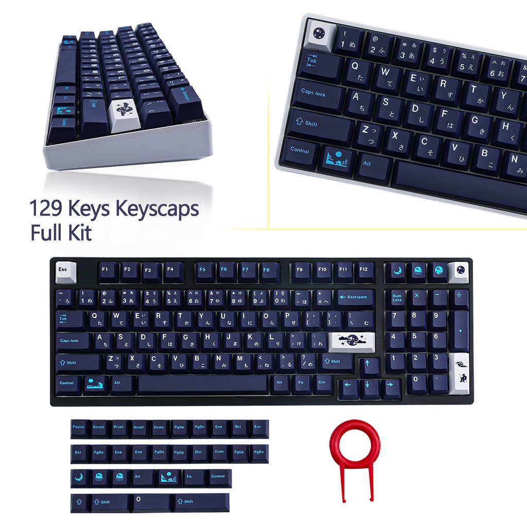 129 Nắp phím GMK Blue Moon Cherry Profile cá nhân hóa cho bàn phím cơ