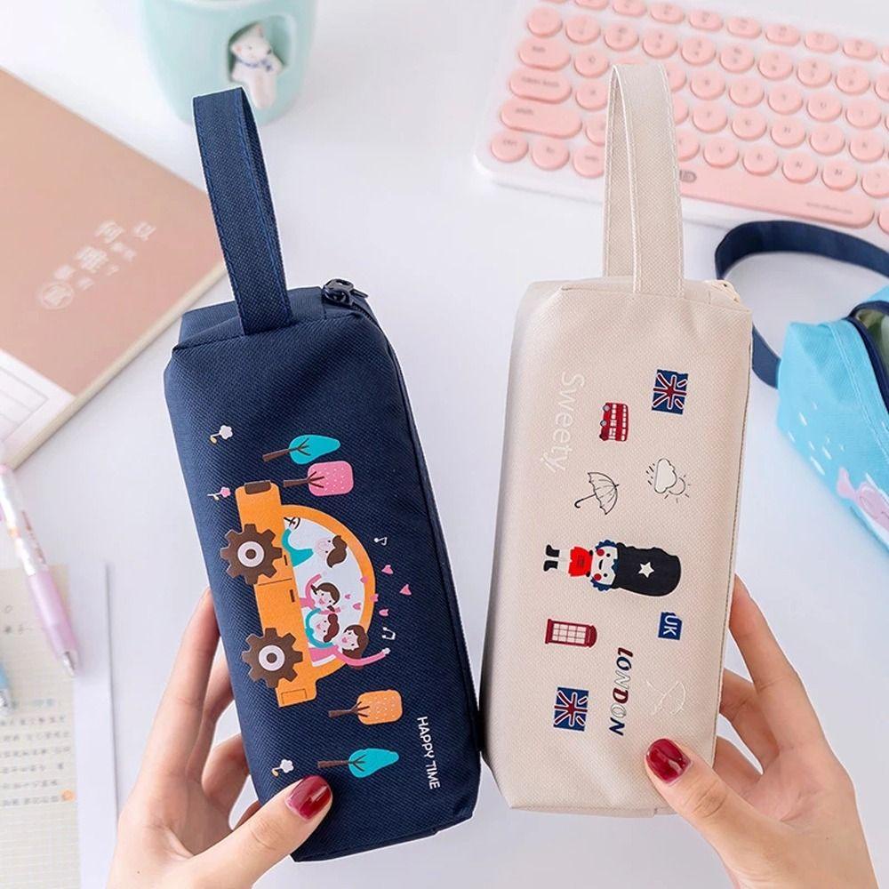 Túi Đựng Bút Họa Tiết Đá Hoa Cương Hoạt Hình Hai Khóa Kéo