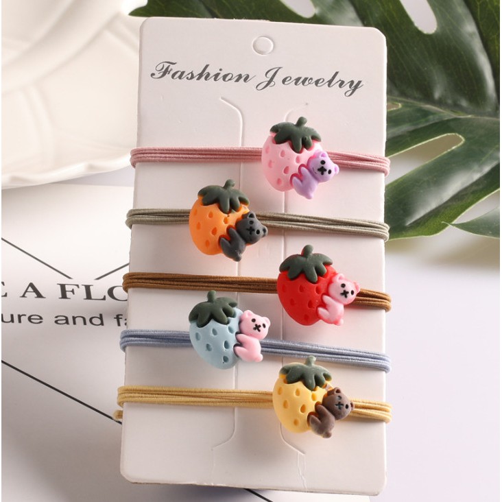 Combo 10 Dây Buộc Tóc Gấu Dâu Siu Đáng Iu