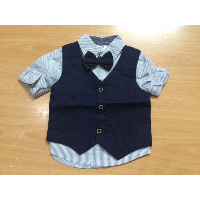 Set sơmi + gilet + nơ H&M bé trai