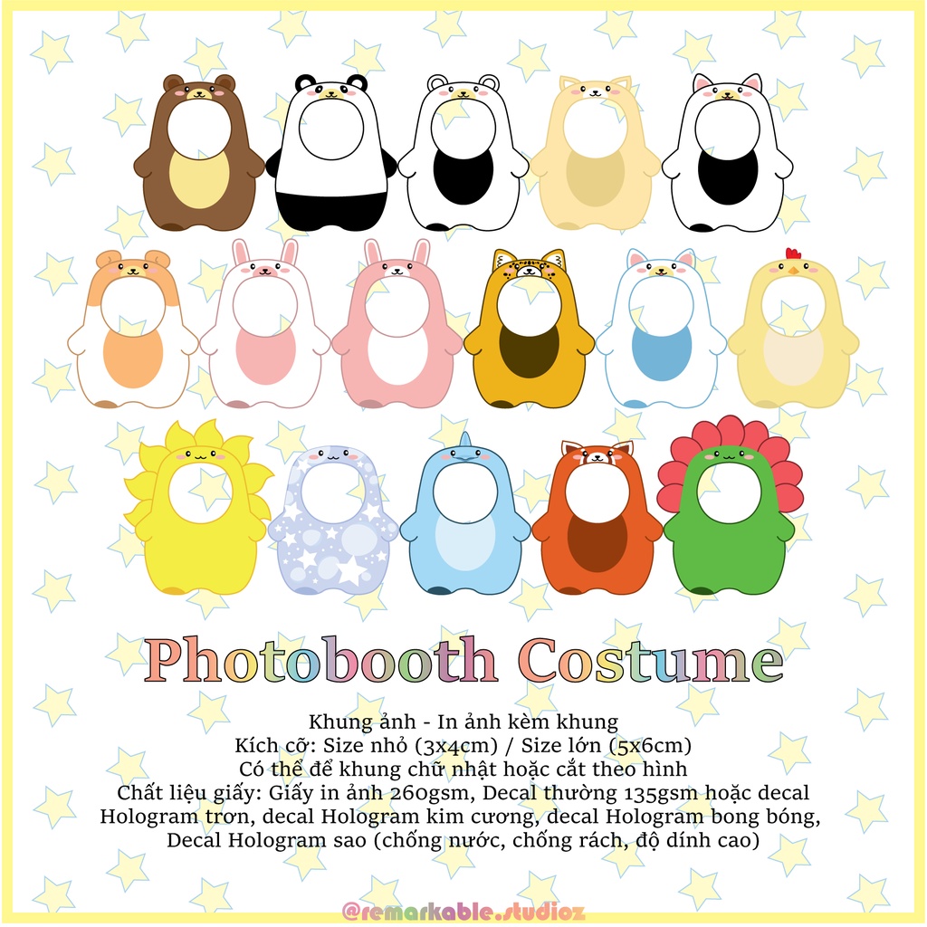 In nhãn dán chống nước kèm khung ảnh hình thú đáng yêu