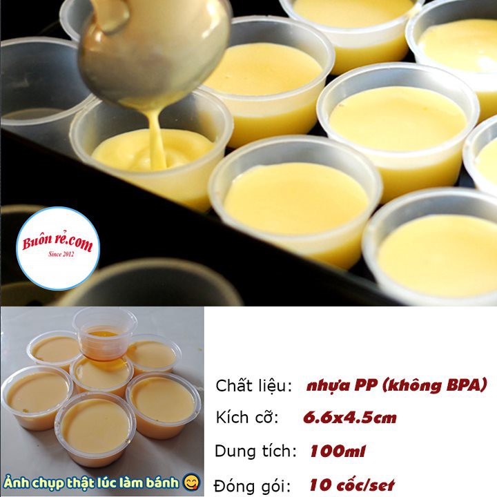 Set 10 hộp nhựa làm caramen hình tròn có nắp size lớn Việt Nhật, Hộp làm bánh flan, sữa chua, thạch rau câu (6210) 01279