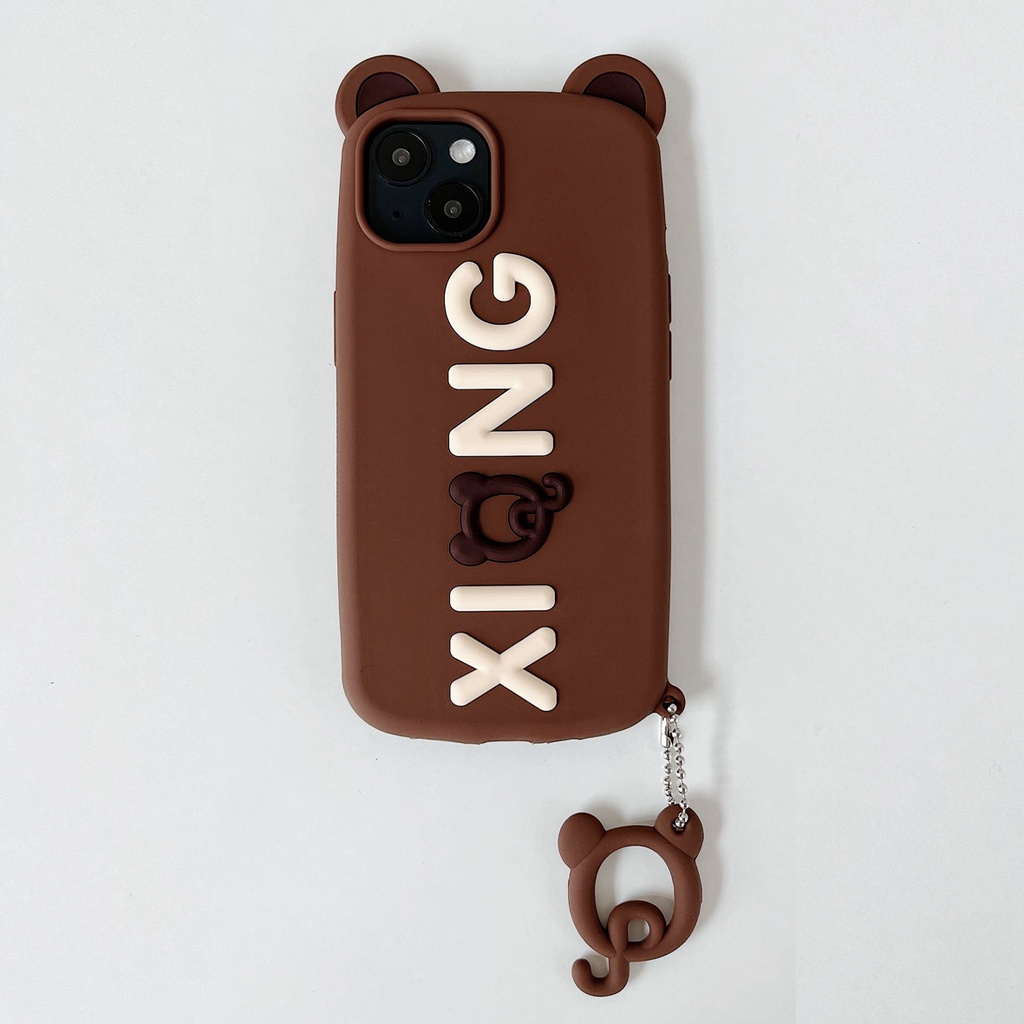Ốp Điện Thoại Silicon Mềm Hình Gấu Nâu Và Chữ 3D Cho iphone 13 Pro MAX 12 Pro MAX 11 Pro MAX X XS MAX XR 6 6S 7 8 Plus
