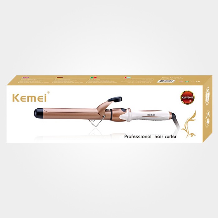 Máy Uốn Xoăn Tóc Thân Làm Bằng Gốm Ceramic Cao Cấp Chống Sơ Tóc 5 Mức Chỉnh Nhiệt Kemei 760A