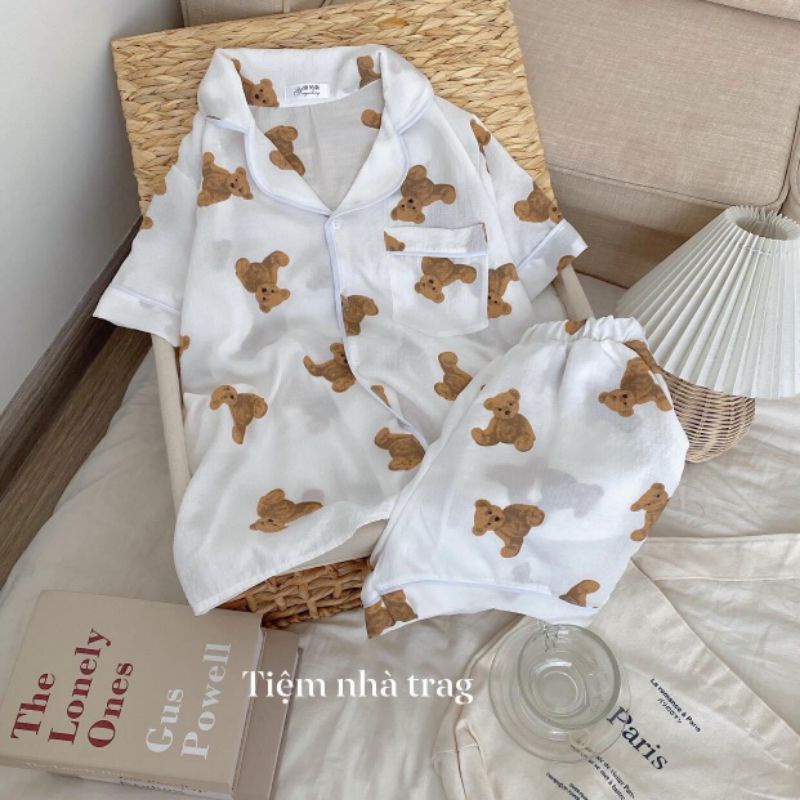 Sét Đồ Ngủ Pijama họa tiết gấu to 3D cực yêu