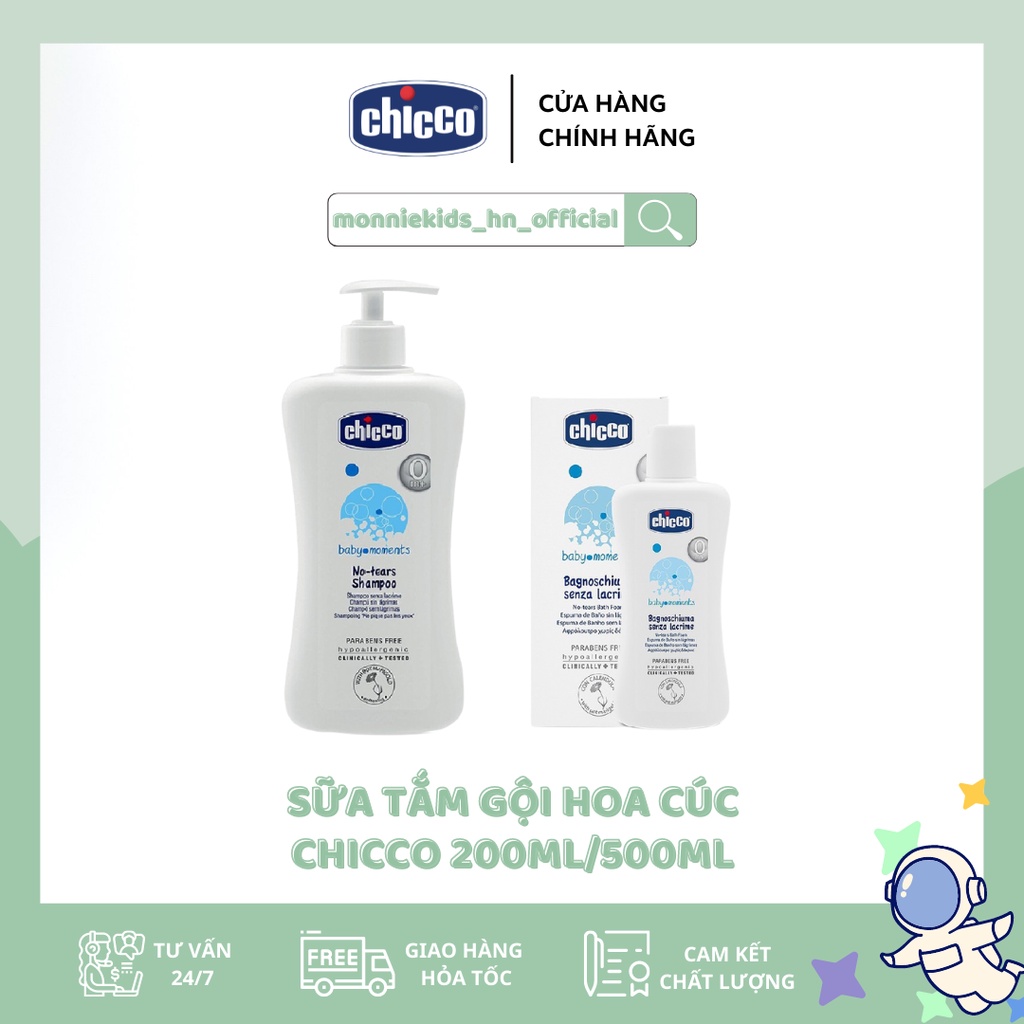 SỮA TẮM GỘI DƯỠNG ẨM CHICCO HOA CÚC 200ML/500ML