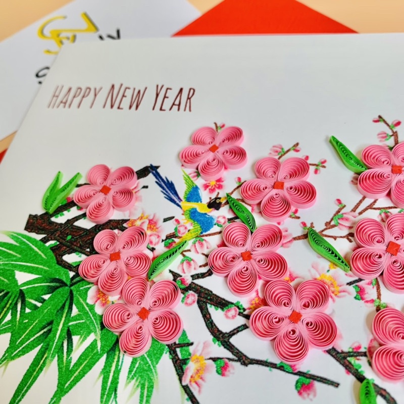 Thiệp chúc mừng năm mới chất liệu giấy Quilling Card Handmade kích thước 15cmx15cm