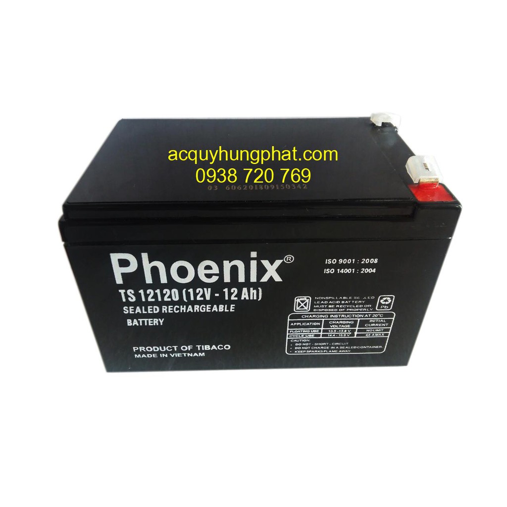 Bình ắc quy xe đạp điện Phoenix TS 12120 (12V - 12Ah)