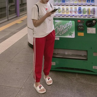 Quần joggers đỏ 3 sọc thể thao cao cấp