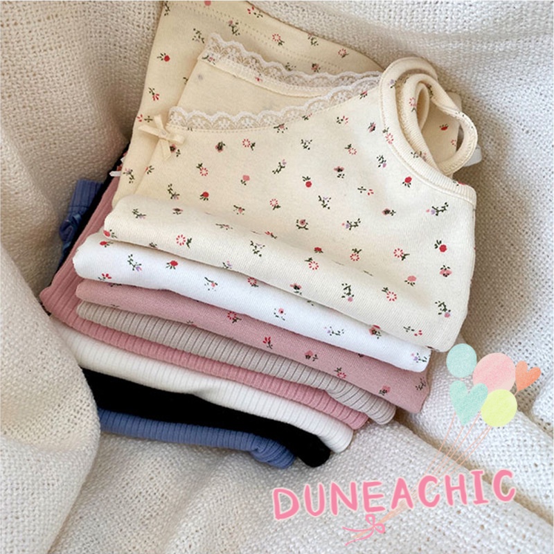 DUNEA Áo Hai Dây Phối Ren Hoa Ngọt Ngào Thời Trang Mùa Hè Cho Nữ