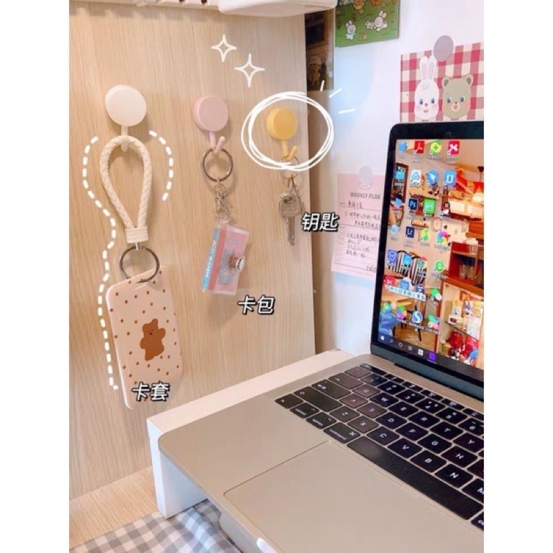 Móc treo đồ dán tường dễ thương , móc cường lực tròn