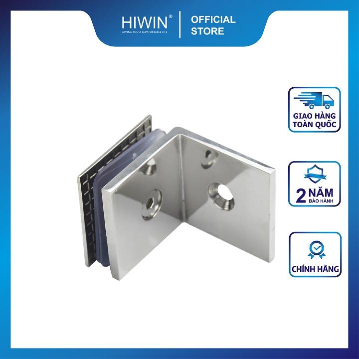 Kẹp định vị cabin tắm 90 độ kính tường cạnh vát chất liệu inox 304 mặt gương HIWIN FC-2082