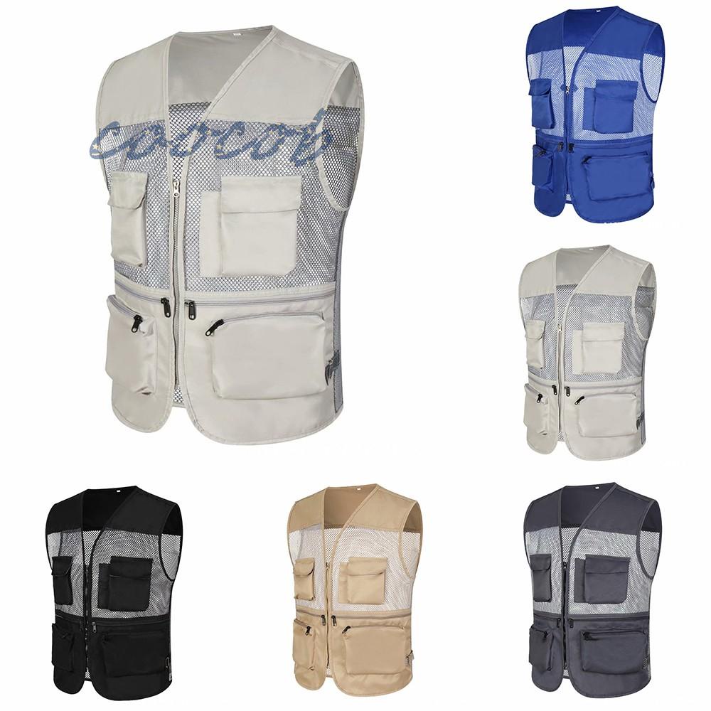 Áo Ba Lỗ Polyester Nhiều Túi Size L-3XL Đơn Giản Cho Nam