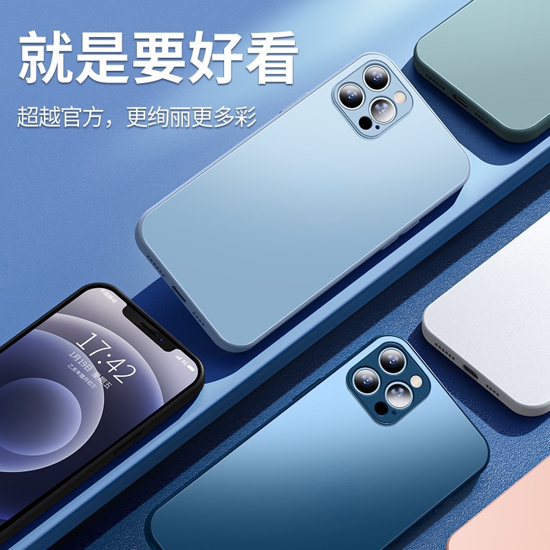 Ốp điện thoại mặt kính nhám lưng phẳng chống sốc bảo vệ camera dành cho iPhone 13 Pro MAX 12 11 pro max