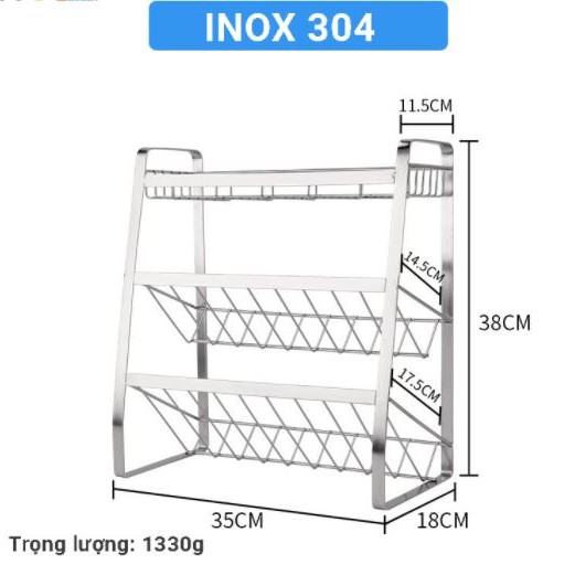 Kệ gia vị 3 Tầng Inox 304 cao cấp Nanichino Kệ gia vị thông minh