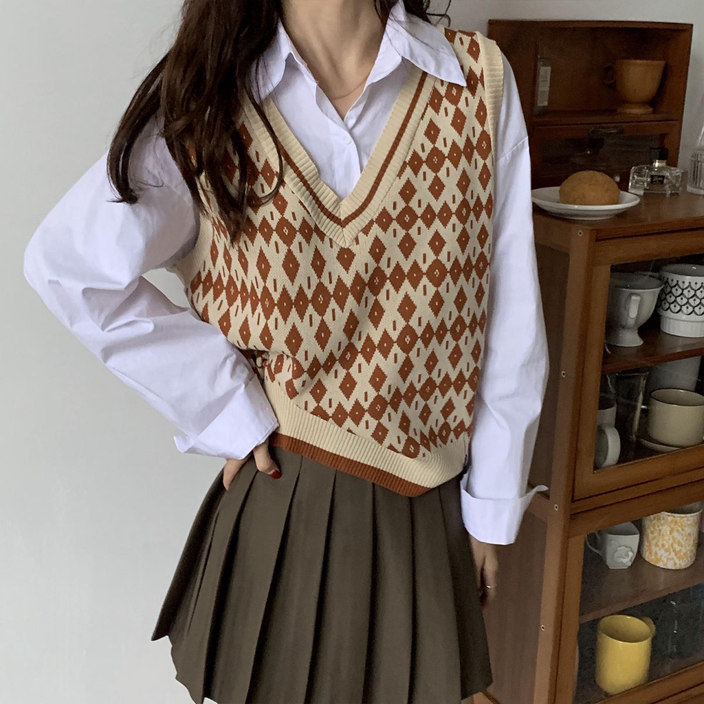 Áo Dệt Kim Cổ Chữ V Phong Cách Hàn Quốc Thời Trang Mùa Thu Cho Nữ