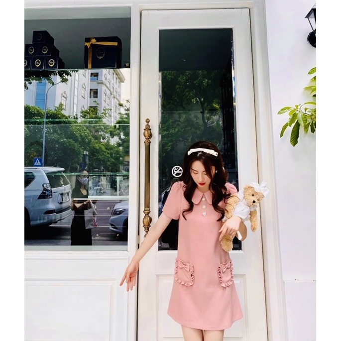 ⚡️SALE SHOCK 50%⚡️ ❣️XẢ HÀNG CUỐI NĂM❣️ Đầm suông nữ phối túi bèo hồng