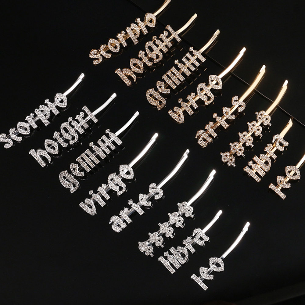 Kẹp tóc hình chữ chòm sao đính đá lấp lánh thời trang sang trọng cho nữ