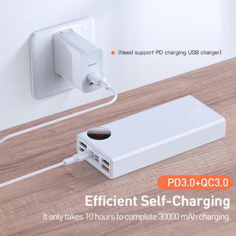 Pin Sạc dự phòng Baseus 30000mah /33WHỗ trợ sạc nhanh 3.0 cho điện thoại với 4 cổng USB VÀ 2PD