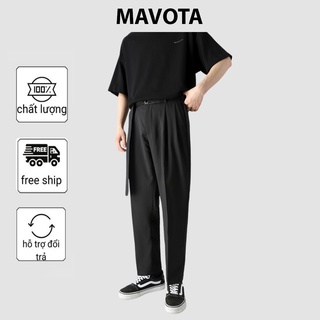 Quần vải ống suông Mavota quần ống rộng baggy nam có đai Unisex QD003
