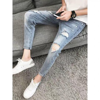 quần jean nam xám bạc rách gối TCS 44 cao cấp