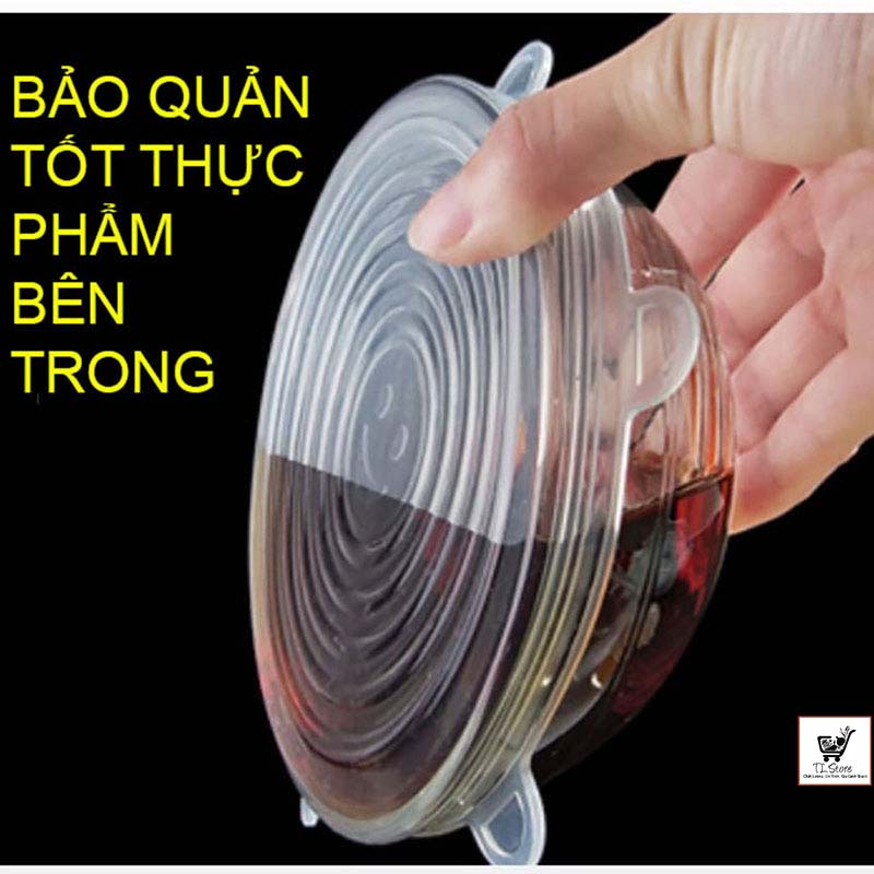 Bộ 6 Miếng Silicone Bọc Thực Phẩm - Nắp đậy màng Silicon bảo quản thức ăn