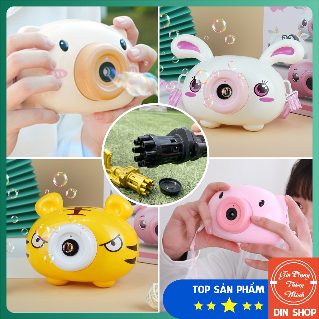 Máy Ảnh Thổi Bong Bóng Phát Nhạc HEO CUTE Máy Ảnh Thổi Bóng Tự Động Kèm Xà Phòng, Đồ Chơi Ngoài Trời Có Đèn Cho Bé