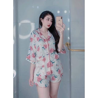 [Clip thật]Đồ bộ nữ Pijama lụa Mango cánh dơi