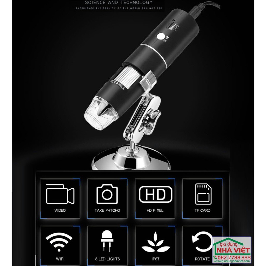 Kính hiển vi điện tử phóng đại 1000x FullHD kết nối WiFi YPCX03