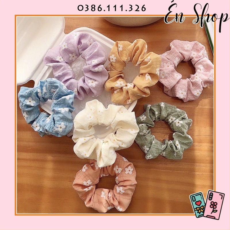 Dây buộc tóc scrunchies hoa nhí hoạ tiết xinh xắn