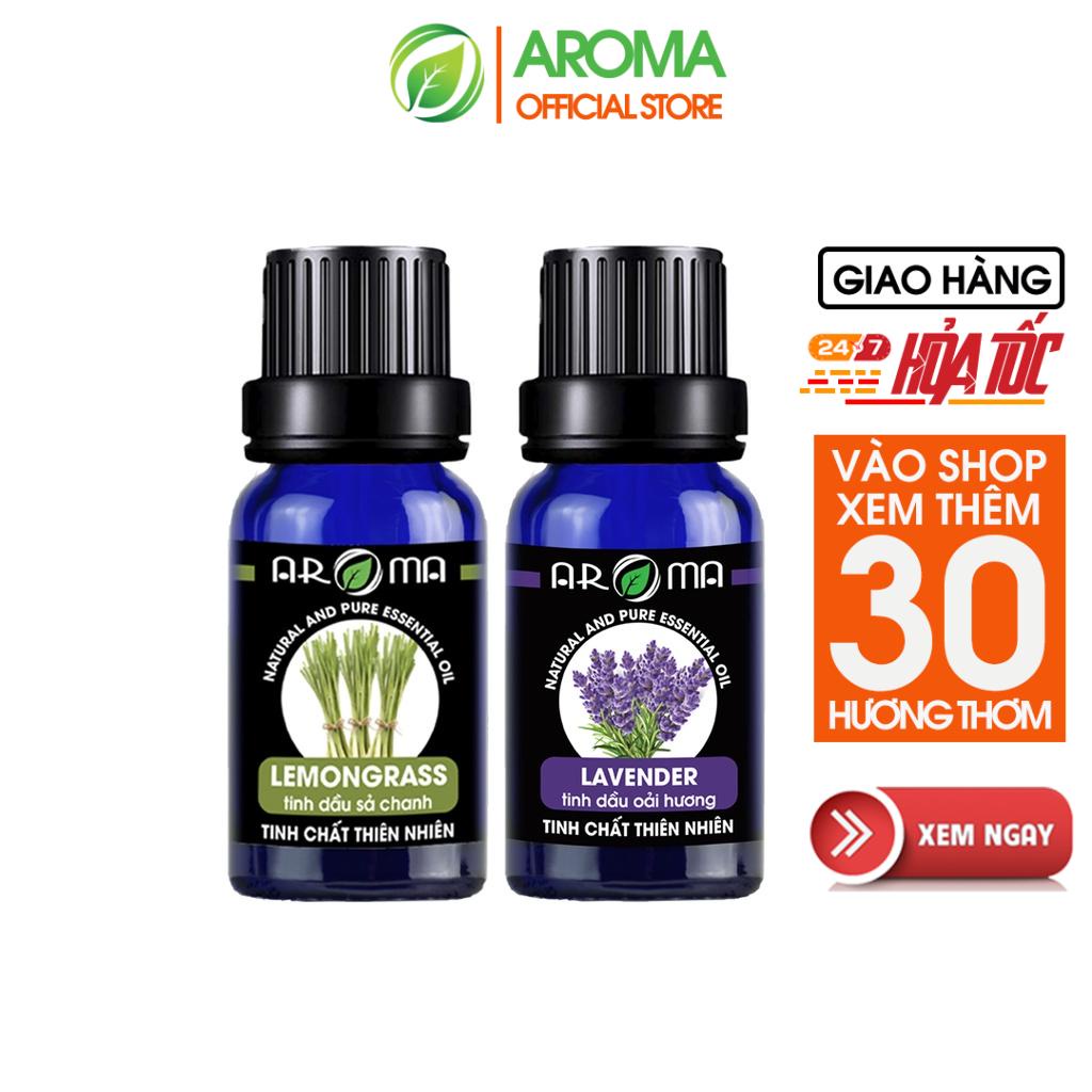 Combo tinh dầu AROMA Sả chanh Lemongrass và Oải hương Lavender thơm phòng ngủ ngon đuổi muỗi