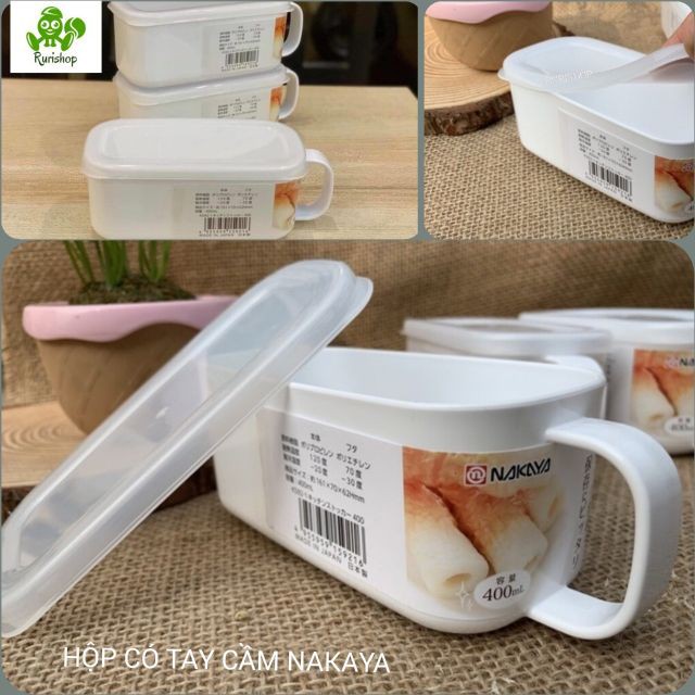 Hộp nhựa hộp  đựng thực phẩm, gia vị Nakaya Nhật có nắp dẻo, quai cầm
