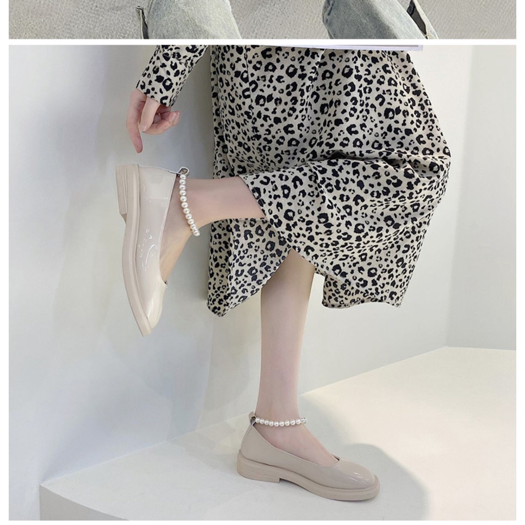 Retro British Wind Small Leather Shoes Female 2021 Summer New Versions Low With Pearl Japan Jk Mary