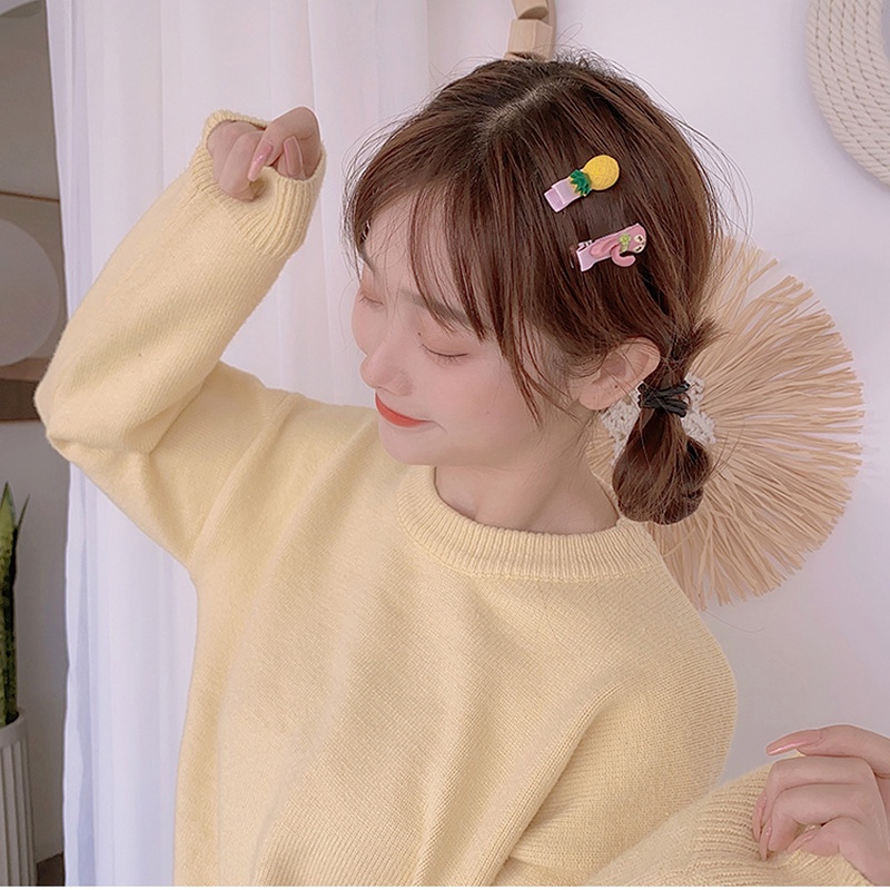 Set 10 kẹp tóc họa tiết hoạt hình phong cách Hàn Quốc cho bé gái