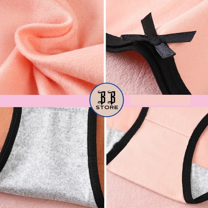 Quần lót nữ cotton cao cấp trơn viền đen toàn viền, quần lót cotton kháng khuẩn co giãn 4 chiều thoáng khí BB Store | BigBuy360 - bigbuy360.vn