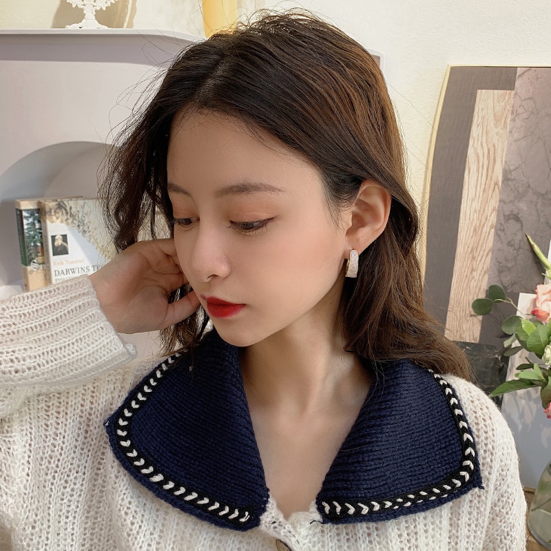 Bông Tai Mạ Bạc 925 Hình Chữ C Phong Cách Retro Hàn Quốc Thời Trang