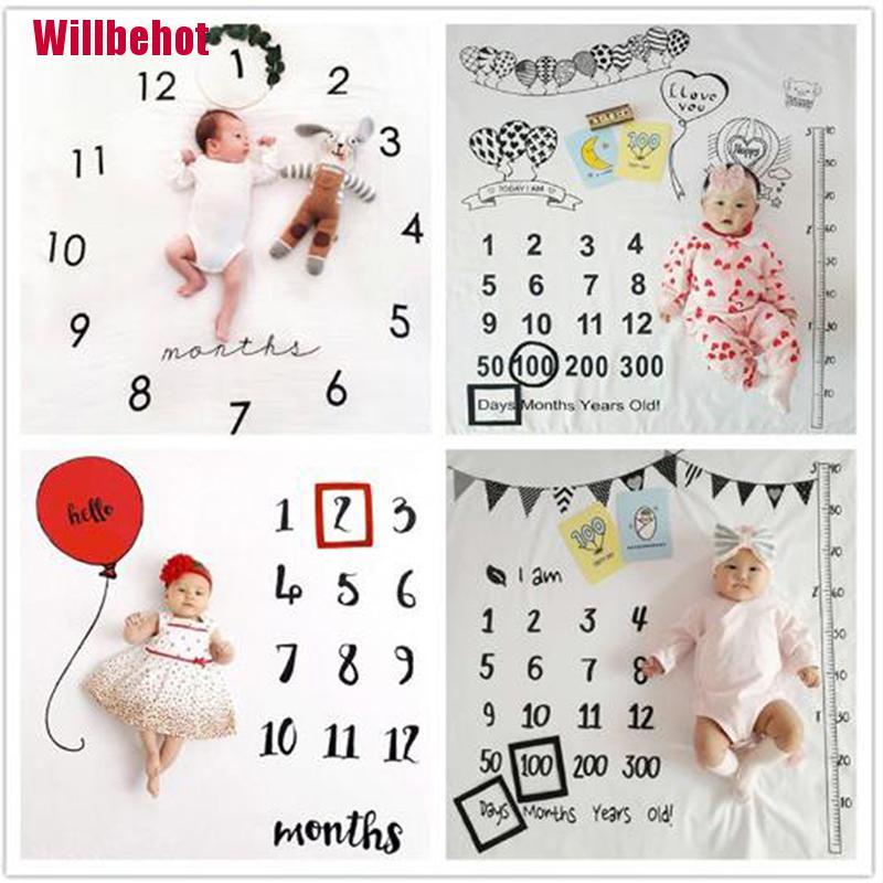 Chăn In Họa Tiết Cột Mốc Phát Triển Theo Tháng Làm Phụ Kiện Chụp Ảnh