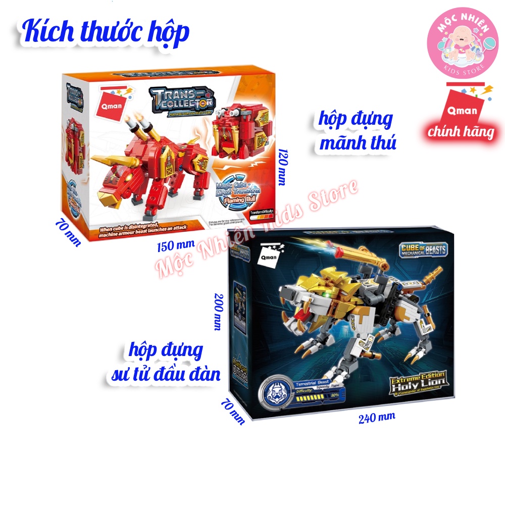 Đồ Chơi Lắp Ráp Xếp Hình QMAN MAGIC CUBE - Sư Tử Dũng Mãnh và Robot Động Vật Biến Hình 3 in 1