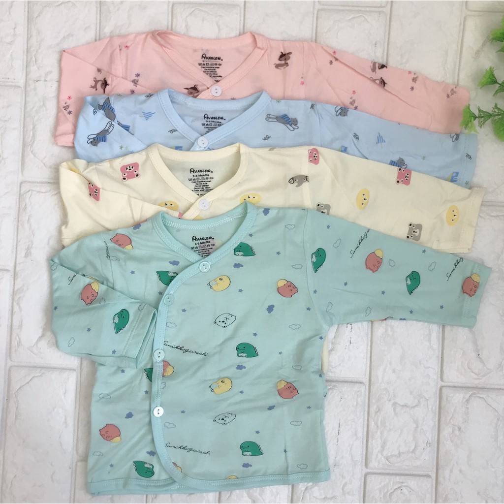 Áo sơ sinh dài tay thun lạnh màu mềm mát cho bé Acute Baby