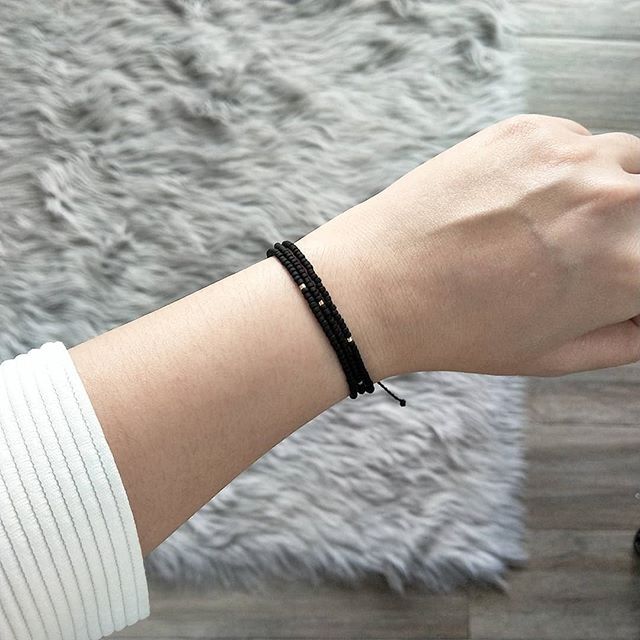 [Whiteline] Vòng tay Seed Beads Triple Matte Black (có size Chân)