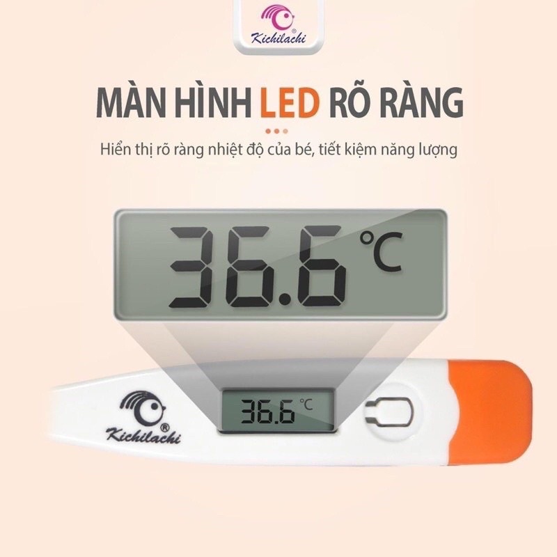 ( Vỏ Màu Vàng Cam ) Nhiệt kế điện tử KICHILACHI có kèm theo pin