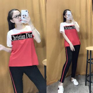 BỘ THỂ THAO NỮ QUẦN DÀI ÁO TAY NGẮN PHỐI MÀU