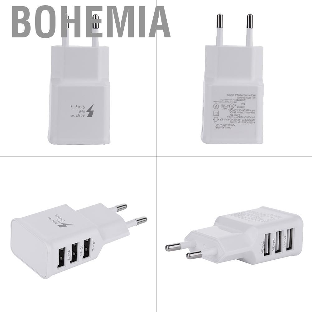 Đầu Sạc 3 Cổng Usb Gắn Tường Phong Cách Bohemia 100-220v