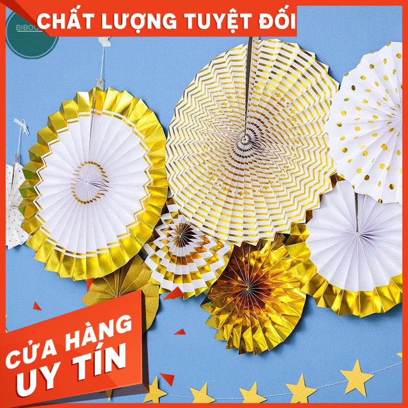 HÀNG ĐẸP- GIÁ TỐT Bộ quạt giấy các màu trang trí sinh nhật, trang trí các sự kiện