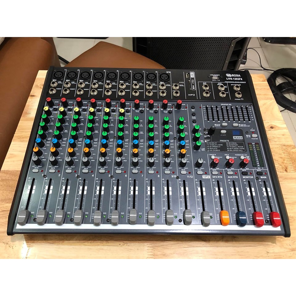 Bàn Mixer karaoke sân khấu BOSA LIVE 1202FX, Tích hợp bộ xử lý effect Dsp Alesis 100 chương trình hiệu ứng cực hay