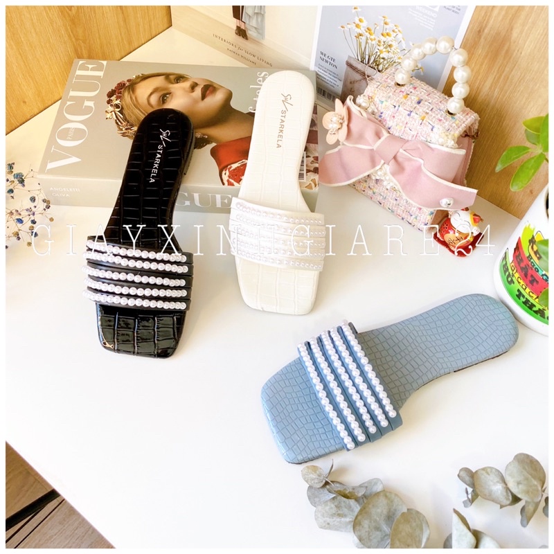 Dép nữ quai ngang đính ngọc 5dây (fom nhỏ)