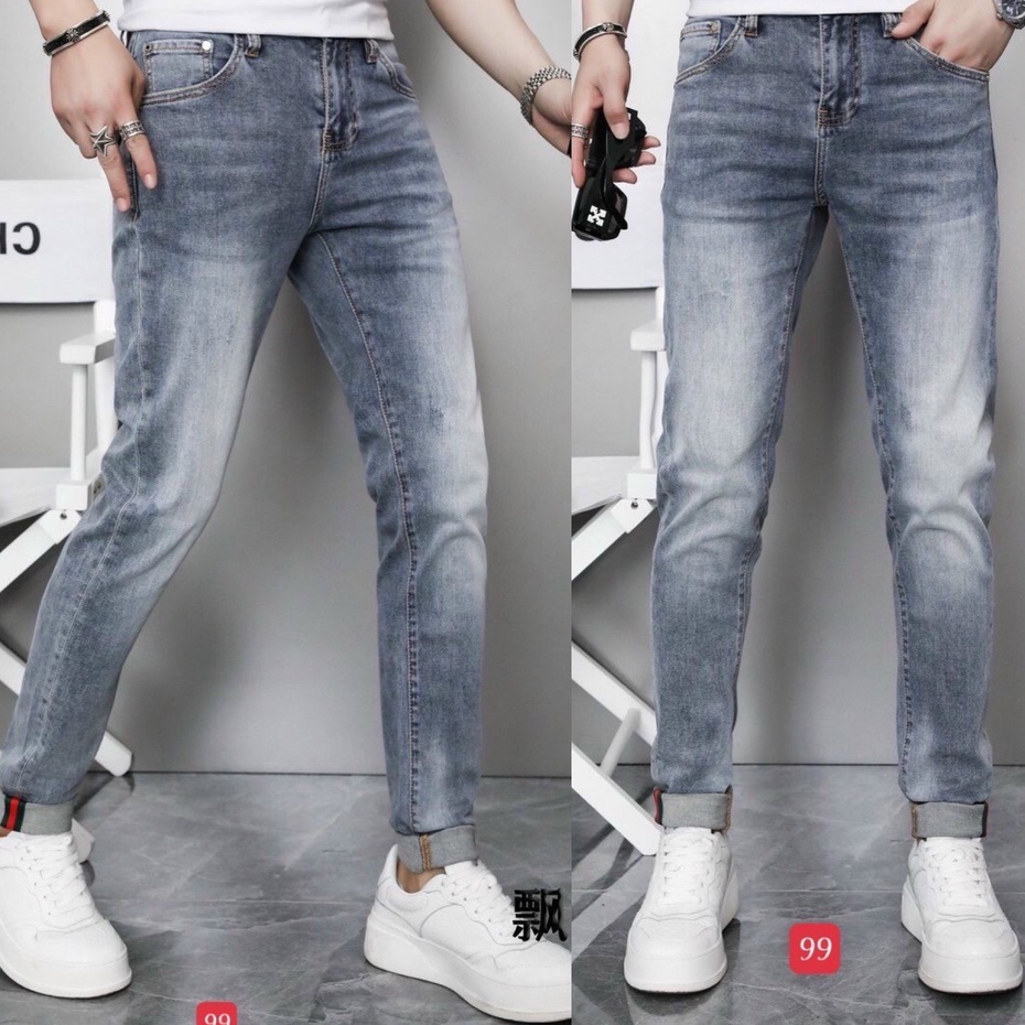 Quần jean nam xanh trơn chất bò cao cấp co dãn 4 chiều đẹp from dáng skinny mẫu mới thời trang cao cấp beautiulgilr T08