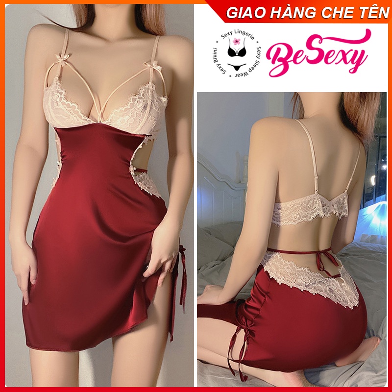 Đầm ngủ lụa 2 dây cao cấp tặng kèm chip
