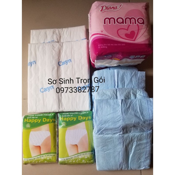 combo 10 quần giấy 1 băng mama 2 lót sản phụ 2 tã người già
